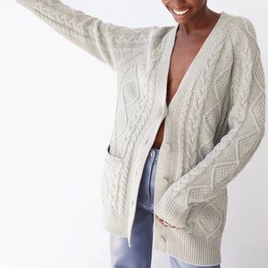 Aritzia Anya Cable Knit Grey Cardigan BNWT